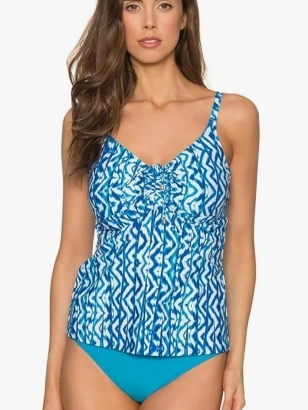 Sunsets Aquarius Marina Blue Printed Tankini‎ Top Size 36D